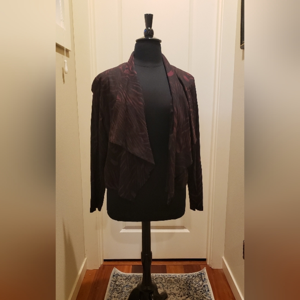 G By Giuliana Black Label Chic Maroon & Black Pattern Women's Soft Blazer